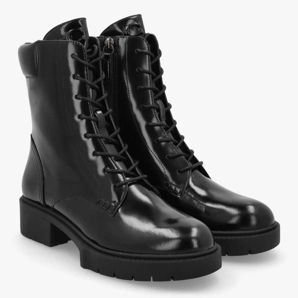 COACH Leighton Black High Shine Leather Ankle Boots size 6.5 NWOT - Picture 11 of 16
